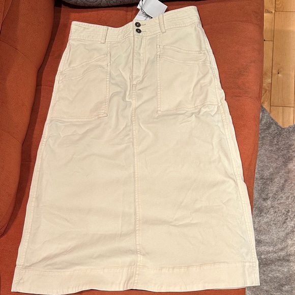 Margaret O'Leary Cream Midi Skirt with Pockets